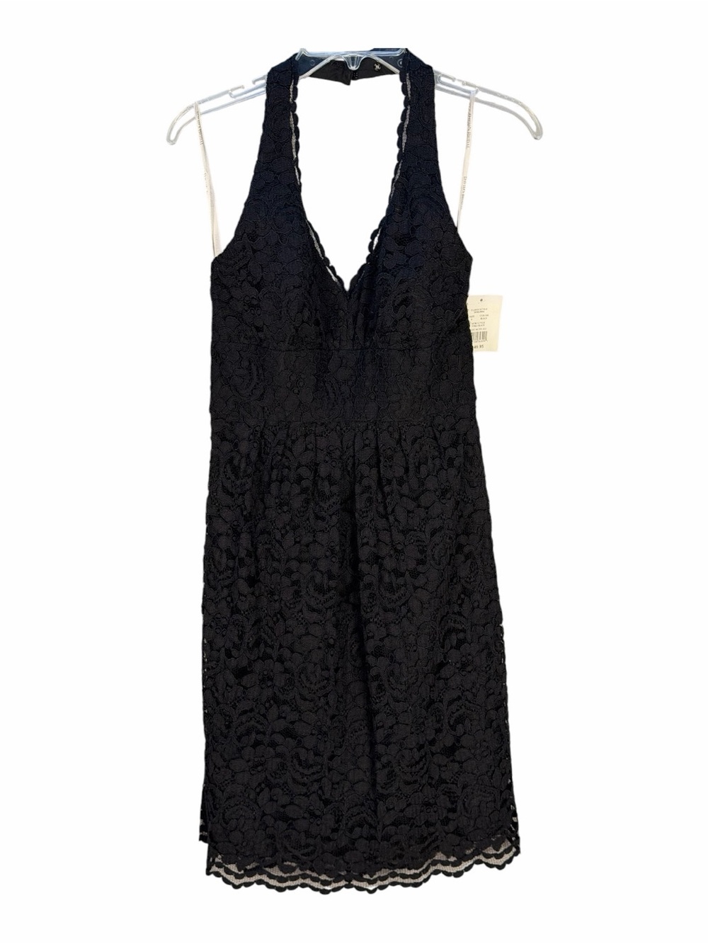 David's Bridal Black Short Halter Lace Dress